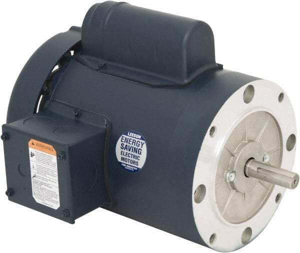 Leeson - 2 Max hp, 3,600 Max RPM, Capacitor Start Electric AC DC Motor - 115/230 V Input, Single Phase, 56C Frame, C-Face Mount, TEFC Enclosure - A1 Tooling