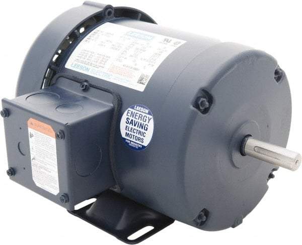 Leeson - 1-1/2 Max hp, 1,800 Max RPM, Premium Efficient Electric AC DC Motor - 230/460 V Input, Three Phase, 56 Frame, 5/8" Shaft Diam, Rigid Base Mount, TEFC Enclosure - A1 Tooling