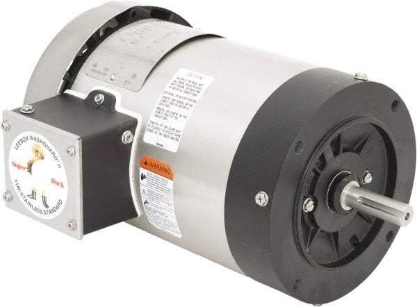 Leeson - 1 Max hp, 1,800 Max RPM, Premium Efficient Electric AC DC Motor - 230/460 V Input, Three Phase, 56C Frame, C-Face Mount, TEFC Enclosure - A1 Tooling