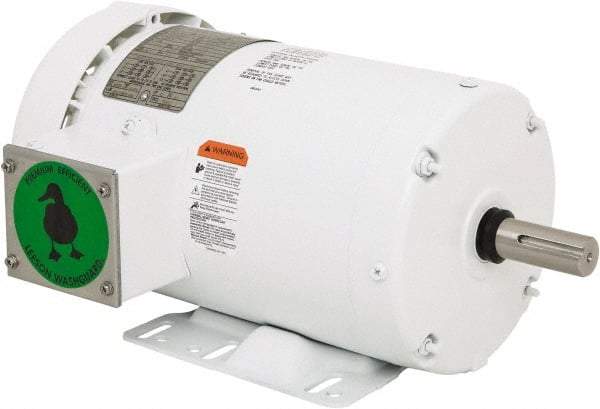 Leeson - 2 Max hp, 1,800 Max RPM, Premium Efficient Electric AC DC Motor - 230/460 V Input, Three Phase, 145T Frame, Rigid Base Mount, TEFC Enclosure - A1 Tooling