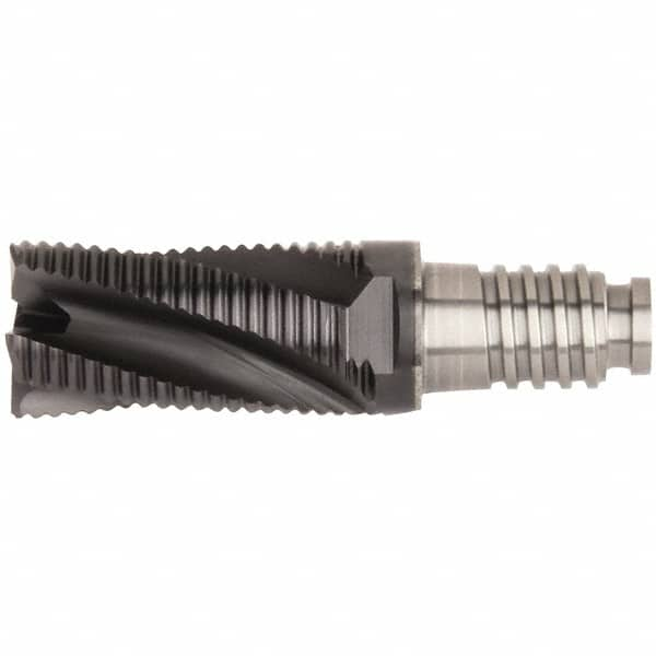 Kennametal - 3/4" Diam, 1-1/8" LOC, 4 Flute, 0.5mm Corner Chamfer End Mill Head - Solid Carbide, AlTiN Finish, Duo-Lock 20 Connection, Spiral Flute, 20° Helix, Centercutting - A1 Tooling