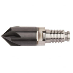 Kennametal - 12mm Diam, 3mm LOC, 5 Flute, 3mm Corner Chamfer End Mill Head - Solid Carbide, AlTiN Finish, Duo-Lock 12 Connection, Spiral Flute, 0° Helix - A1 Tooling