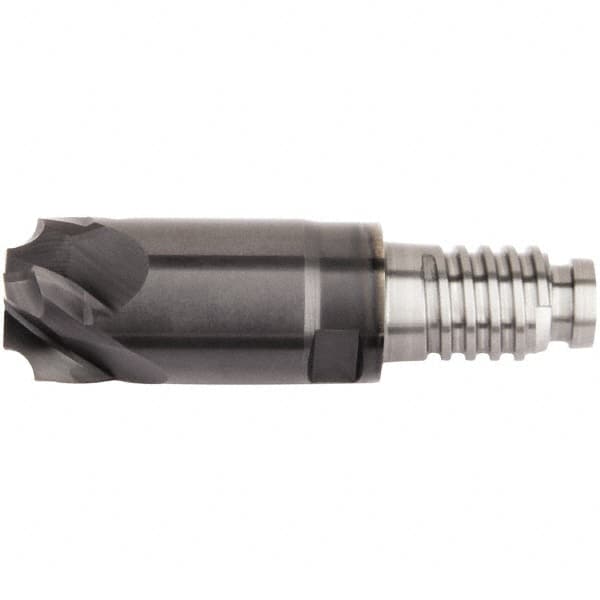 Kennametal - 16mm Diam, 3mm LOC, 6 Flute, 3mm Corner Radius End Mill Head - Solid Carbide, AlTiN Finish, Duo-Lock 16 Connection, Spiral Flute, 0° Helix - A1 Tooling