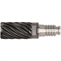 Kennametal - 1" Diam, 1-1/2" LOC, 19 Flute, 0.06" Corner Radius End Mill Head - Solid Carbide, AlTiN Finish, Duo-Lock 25 Connection, Spiral Flute, 36° Helix - A1 Tooling