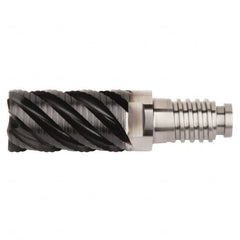 Kennametal - 12mm Diam, 18mm LOC, 4 Flute, 0.75mm Corner Radius End Mill Head - Solid Carbide, AlTiN Finish, Duo-Lock 12 Connection, Spiral Flute, 45° Helix, Centercutting - A1 Tooling