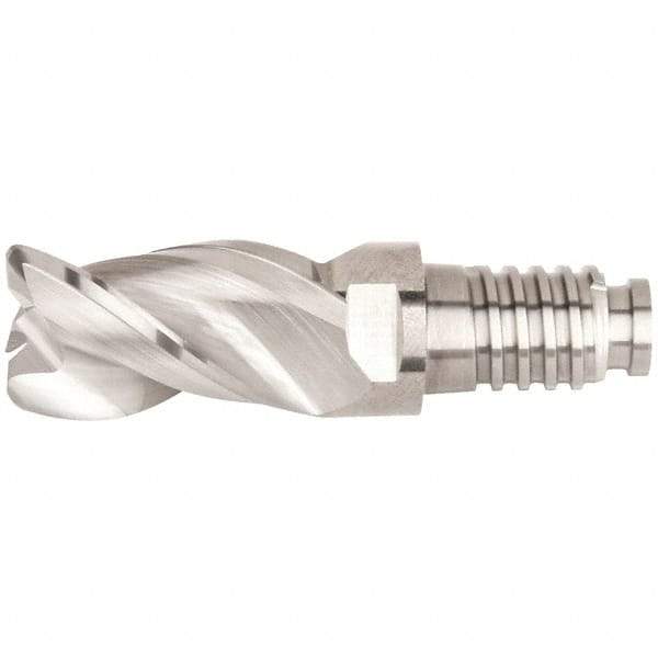 Kennametal - 10mm Diam, 15mm LOC, 3 Flute, 0.5mm Corner Radius End Mill Head - Solid Carbide, Uncoated, Duo-Lock 10 Connection, Spiral Flute, 38° Helix, Centercutting - A1 Tooling