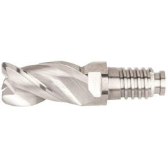 Kennametal - 3/8" Diam, 9/16" LOC, 3 Flute, 0.09" Corner Radius End Mill Head - Solid Carbide, Uncoated, Duo-Lock 10 Connection, Spiral Flute, 38° Helix, Centercutting - A1 Tooling