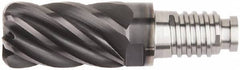 Kennametal - 1/2" Diam, 3/4" LOC, 6 Flute, 0.09" Corner Radius End Mill Head - Solid Carbide, AlTiN Finish, Duo-Lock 12 Connection, Spiral Flute, 37 & 39° Helix, Centercutting - A1 Tooling