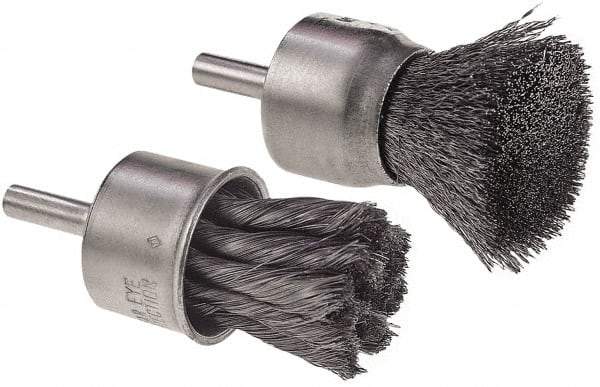 Camel Grinding Wheels - 1" Brush Diam, Crimped, End Brush - 1/4" Diam Shank, 1/4" Pilot Diam - A1 Tooling