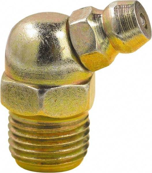 lumax - 45° Head Angle, 1/8 PTF Steel Taper Thread Grease Fitting - Zinc Plated Finish - A1 Tooling