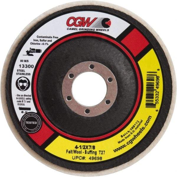 Camel Grinding Wheels - 5" Diam x 1/2" Thick Unmounted Buffing Wheel - 1 Ply, Polishing, 7/8" Arbor Hole, Soft Density - A1 Tooling