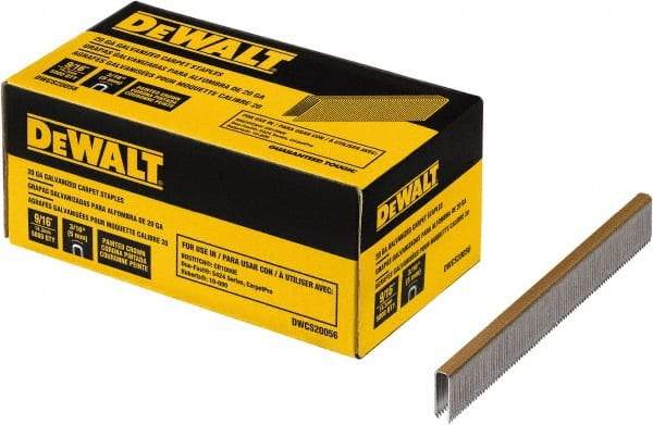 DeWALT - 9/16" Long x 0.0375" Wide, 20 Gauge Crowned Construction Staple - Steel, Galvanized Finish - A1 Tooling