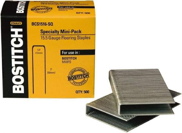 Stanley Bostitch - 2" Long x 1/2" Wide, 16 Gauge Crowned Construction Staple - Grade S4 Steel, Chisel Point - A1 Tooling