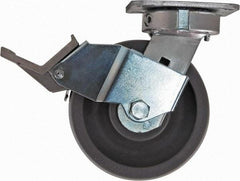 Caster Connection - 6" Diam x 2" Wide x 7-1/2" OAH Top Plate Mount Swivel Caster with Brake - Nylon, 1,500 Lb Capacity, Sealed Precision Ball Bearing, 4 x 4-1/2" Plate - A1 Tooling