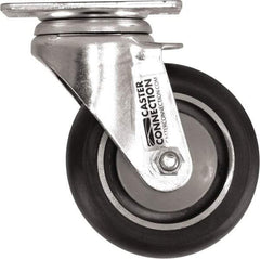 Caster Connection - 4" Diam x 1-1/4" Wide x 5-1/8" OAH Top Plate Mount Swivel Caster - Polyurethane, 400 Lb Capacity, Sealed Precision Ball Bearing, 2-3/8 x 3-5/8" Plate - A1 Tooling