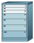 44.25 x 28.25 x 30'' (7 Drawers) - Pre-Engineered Modular Drawer Cabinet Counter Height (137 Compartments) - A1 Tooling