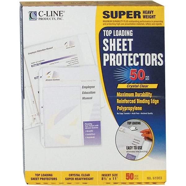 C-LINE - 50 Piece Clear Sheet Protectors-Ring Binder - 11" High x 8-1/2" Wide - A1 Tooling