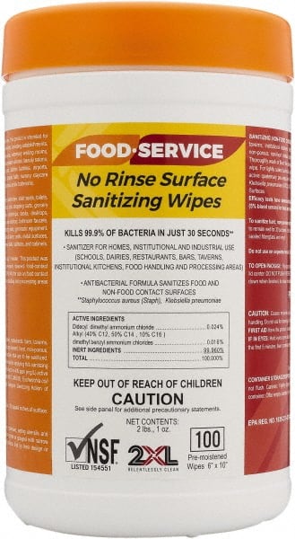 2XL - Pack of (6) 100-Count Containers Pre-Moistened Food Service Wipes - Exact Industrial Supply