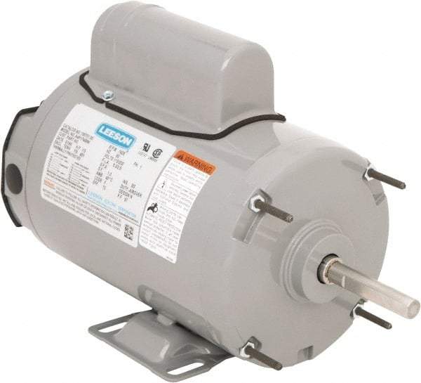 Leeson - 1/3 Max hp, 1,625 Max RPM, Electric AC DC Motor - 115/230 V Input, Single Phase, 48Y Frame, 1/2" Shaft Diam, Rigid Base Mount, TEAO Enclosure - A1 Tooling