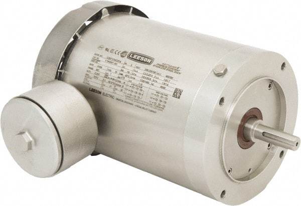 Leeson - 1 Max hp, 1,800 Max RPM, Premium Efficient Electric AC DC Motor - 230/460 V Input, Three Phase, 56C Frame, 5/8" Shaft Diam, C-Face Mount, TEFC Enclosure - A1 Tooling