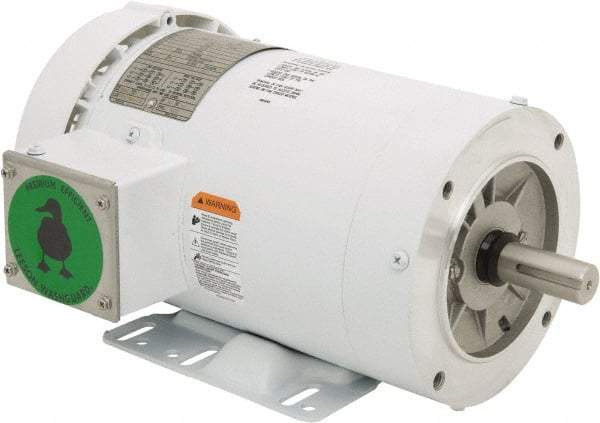 Leeson - 3 Max hp, 3,600 Max RPM, Premium Efficient Electric AC DC Motor - 230/460 V Input, Three Phase, 145TC Frame, 7/8" Shaft Diam, C-Face with Base Mount, TEFC Enclosure - A1 Tooling