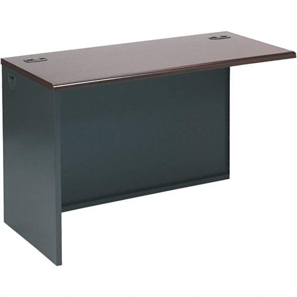 Hon - Steel-Reinforced High-Pressure Laminate Return/Bridge Shell Desk - 48" Wide x 24" Deep x 29-1/2" High, Mahogany/Charcoal - A1 Tooling