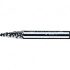 PFERD - 1/4" Cut Diam, 1/4" Shank Diam, 14° Taper Head Double Cut Burr - Tungsten Carbide, 5/8" LOC, 1-15/16" OAL - A1 Tooling