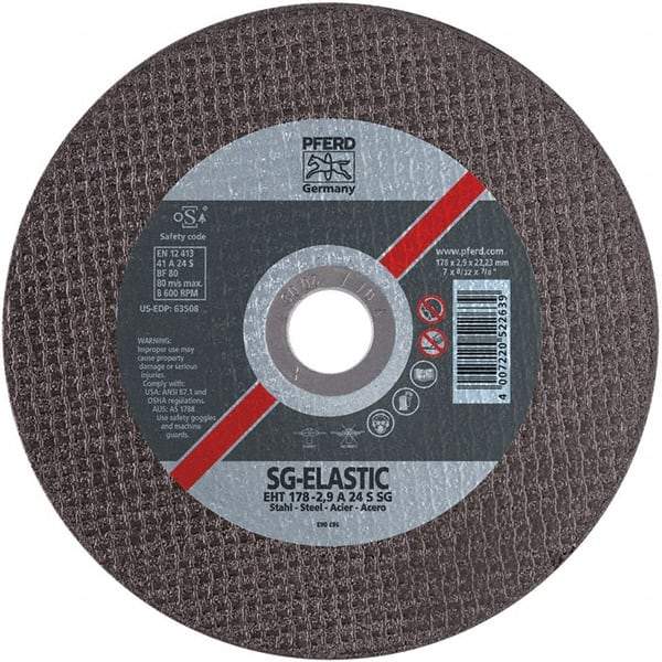 PFERD - 7" Aluminum Oxide Cutoff Wheel - 1/8" Thick, 7/8" Arbor, Use with Angle Grinders - A1 Tooling