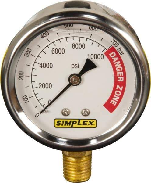 TK Simplex - Hydraulic Pressure Gages & Adapters Type: Liquid-Filled Gauge Pressure Rating: 0 - 10000 - A1 Tooling