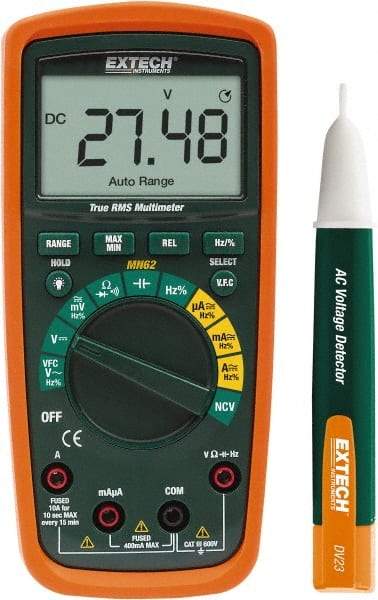 Extech - MN62-K, CAT IV, 600 VAC/VDC, Digital True RMS Multimeter - 40 mOhm, Measures Voltage, Capacitance, Current, Frequency, Resistance - A1 Tooling