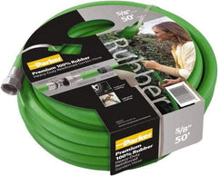 Parker - 50' Long Garden Hose - 5/8" Diam, 3/4" GHT, Rubber, 125 psi, Green - A1 Tooling