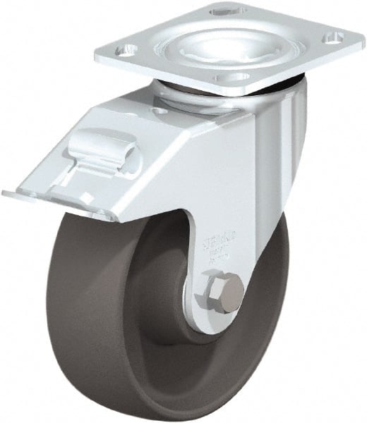 Swivel Top Plate Caster: Nylon, 6″ Wheel Dia, 2″ Wheel Width, 880 lb Capacity, 7-1/2″ OAH Nylon, 880 Lb Capacity, Ball Bearing, 4 x 4-1/2″ Plate