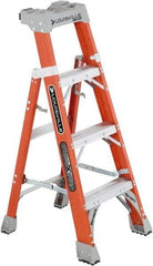 Louisville - 3 Steps, 4' High, Type IA Rating, Fiberglass Step Ladder - 300 Lb Capacity, 20-1/4" Base Width - A1 Tooling