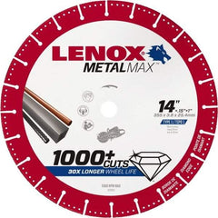 Lenox - 14" 25/30 Grit Diamond Cutoff Wheel - 0.15" Thick, 1" Arbor, 5,300 Max RPM, Use with Gas Powered Saws - A1 Tooling