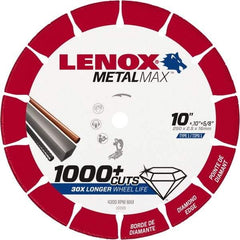 Lenox - 10" 25/30 Grit Diamond Cutoff Wheel - 0.114" Thick, 5/8" Arbor, 4,300 Max RPM, Use with Stationary Tools - A1 Tooling