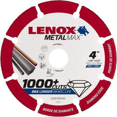 Lenox - 4" 40/50 Grit Diamond Cutoff Wheel - 0.05" Thick, 5/8" Arbor, 15,200 Max RPM, Use with Angle Grinders - A1 Tooling