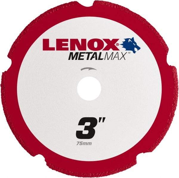 Lenox - 3" 40/50 Grit Diamond Cutoff Wheel - 0.05" Thick, 3/8" Arbor, 20,300 Max RPM, Use with Die Grinders - A1 Tooling