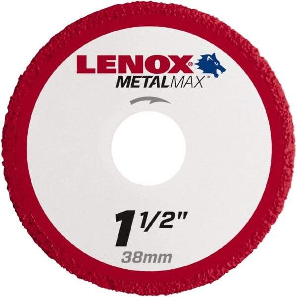 Lenox - 1-1/2" 40/50 Grit Diamond Cutoff Wheel - 0.05" Thick, 3/8" Arbor, 40,200 Max RPM, Use with Die Grinders - A1 Tooling