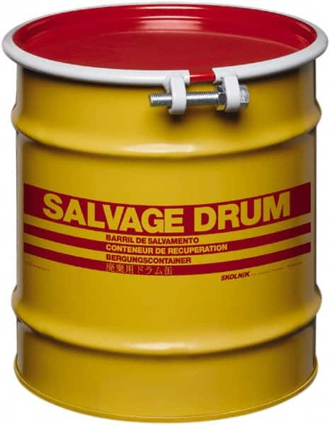 Made in USA - 10 Gallon Cylindrical Carbon Steel Open Head Drum - 17" High x 14" Diam - A1 Tooling