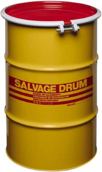 Made in USA - 30 Gallon Cylindrical Carbon Steel Open Head Drum - 27-1/2" High x 18-1/4" Diam - A1 Tooling