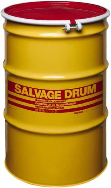 Made in USA - 55 Gallon Cylindrical Carbon Steel Open Head Drum - 33" High x 22-1/2" Diam - A1 Tooling