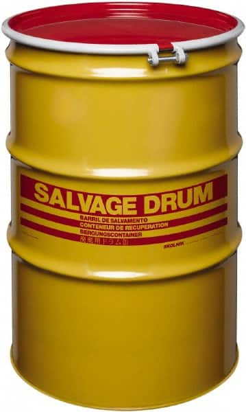 Made in USA - 85 Gallon Cylindrical Carbon Steel Open Head Drum - 37" High x 26" Diam - A1 Tooling