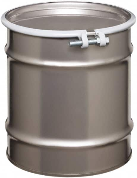 Made in USA - 10 Gallon Cylindrical Stainless Steel Open Head Drum - 17" High x 14" Diam - A1 Tooling