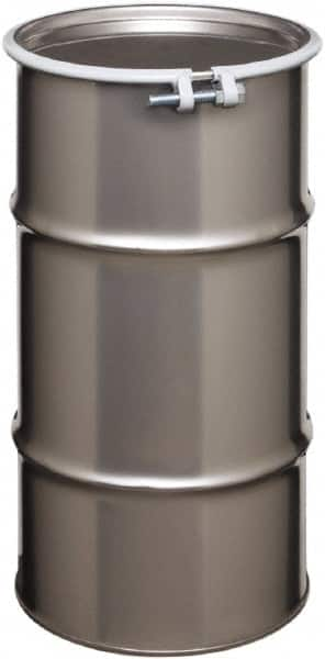 Made in USA - 16 Gallon Cylindrical Stainless Steel Open Head Drum - 27" High x 14" Diam - A1 Tooling