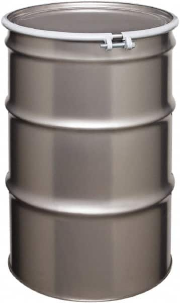 Made in USA - 55 Gallon Cylindrical Stainless Steel Open Head Drum - 33" High x 22-1/2" Diam - A1 Tooling