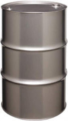 Made in USA - 55 Gallon Cylindrical Stainless Steel Tight Head Drum - 33" High x 22-1/2" Diam - A1 Tooling