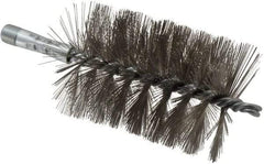 Schaefer Brush - 4-1/2" Brush Length, 3" Diam, Double Stem, Single Spiral Tube Brush - 7-1/4" Long, Stainless Steel, 1/4" NPSM Male Connection - A1 Tooling