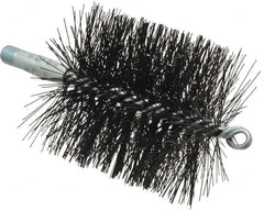 Schaefer Brush - 4-1/2" Brush Length, 4" Diam, Double Stem, Double Spiral Tube Brush - 7-1/2" Long, Tempered Steel Wire, 1/4" NPT Male Connection - A1 Tooling