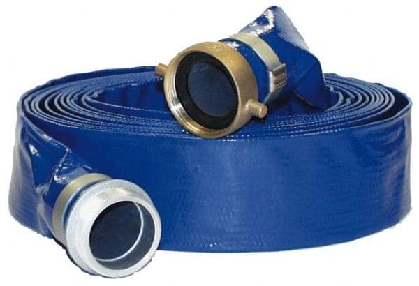 Alliance Hose & Rubber - -10 to 150°F, 1-1/2" Inside x 1.62" Outside Diam, PVC Liquid Suction & Discharge Hose - Blue, 100' Long, 75 psi Working & 225 psi Brust Pressure - A1 Tooling