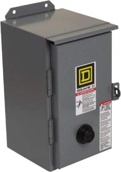 Square D - 110 Coil VAC at 50 Hz, 120 Coil VAC at 60 Hz, 27 Amp, NEMA Size 1, Nonreversible Enclosed Enclosure NEMA Motor Starter - 2 hp at 1 Phase, 12 Enclosure Rating - A1 Tooling